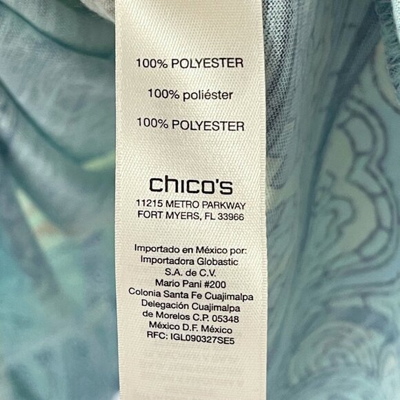 Chicos Boho Kimono Sleeve Top Womens Size 3 Blue Mix Print Lightweight Ethereal - Picture 8 of 12